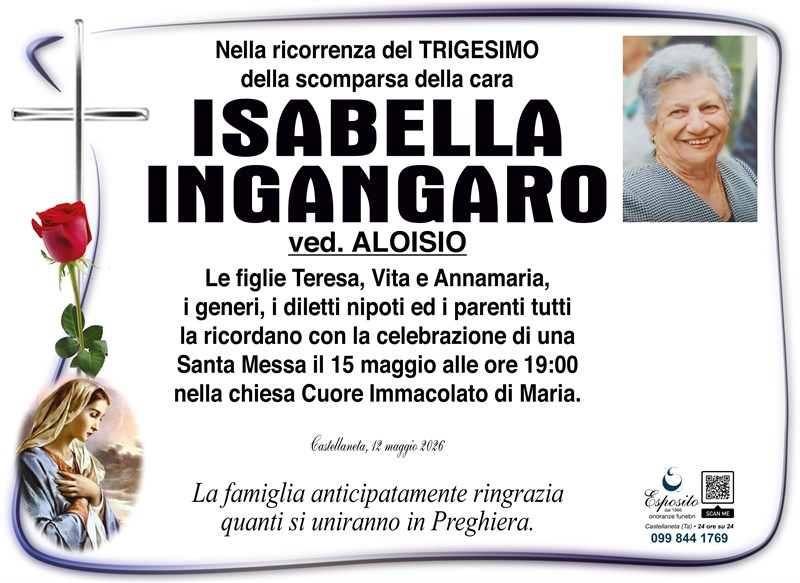 Trigesimo di Isabella Ingangaro