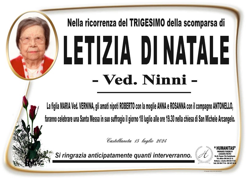 Trigesimo di Letizia Di Natale