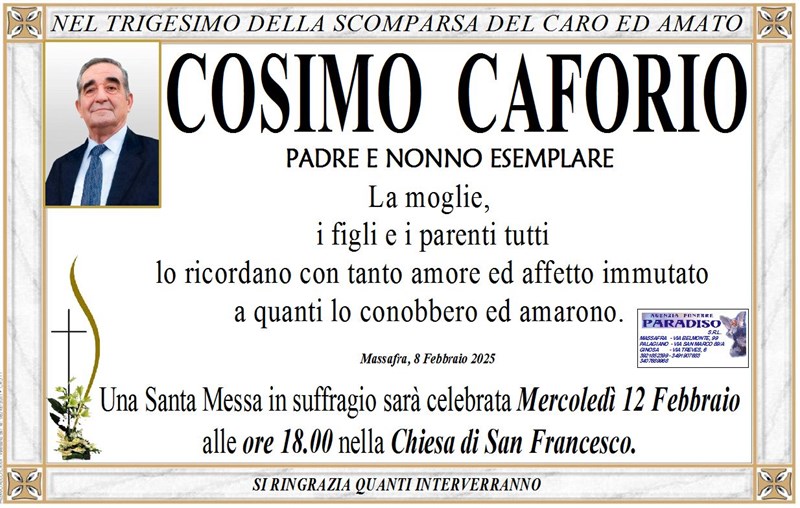 Trigesimo di Cosimo Caforio