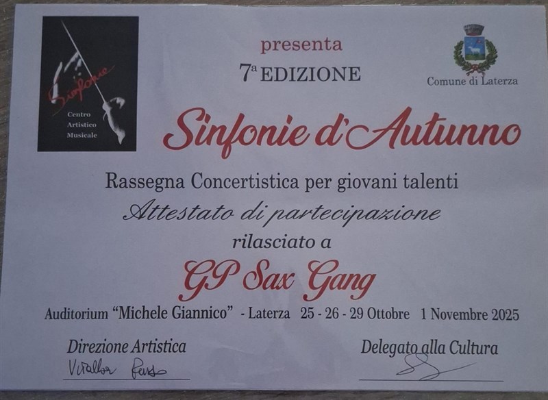 Successo per la GP Sax Gang a Sinfonie d’Autunno