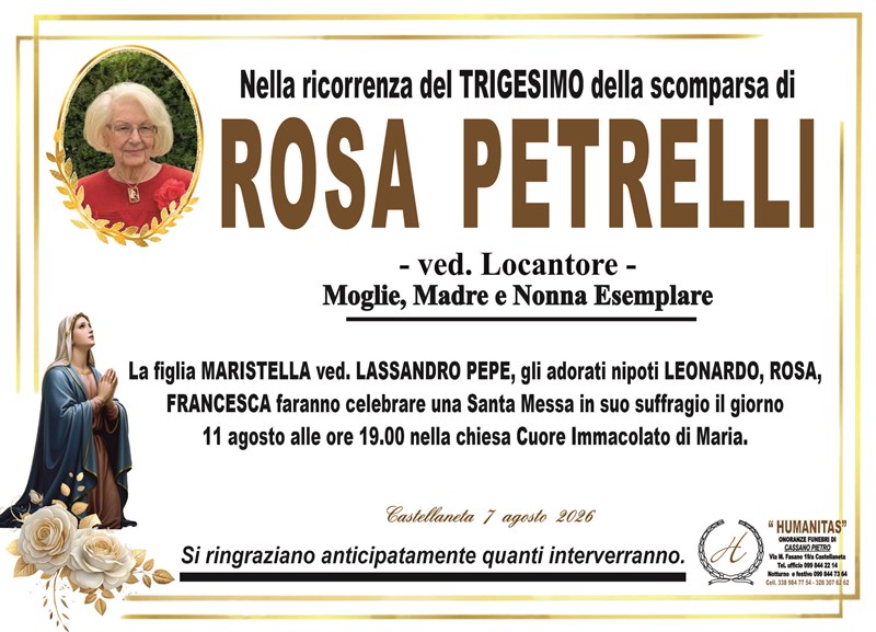 Trigesimo di Rosa Petrelli