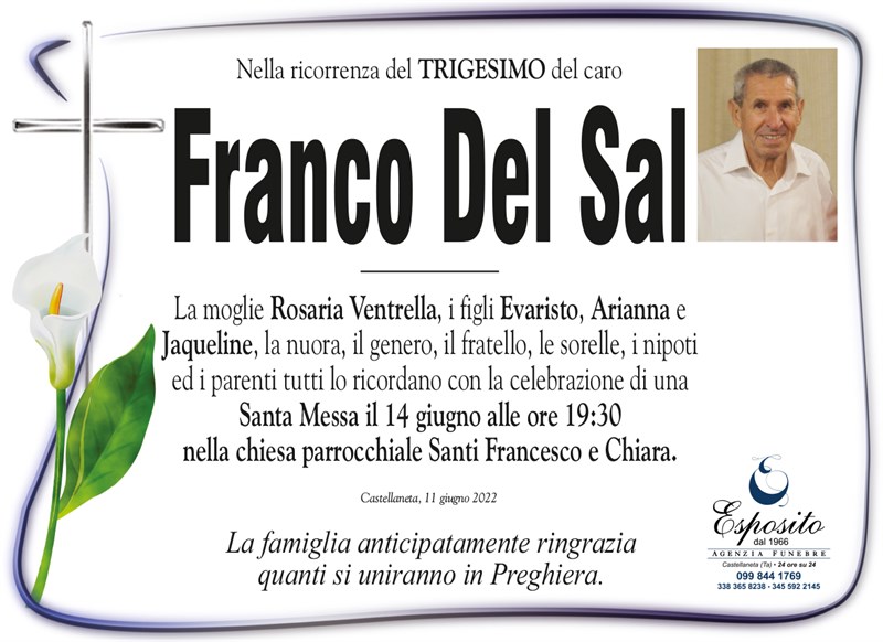 Trigesimo di Franco Del Sal