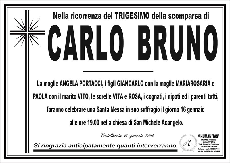 Trigesimo di Carlo Bruno