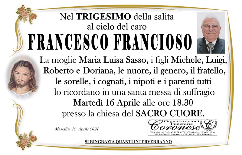Trigesimo di Francesco Francioso