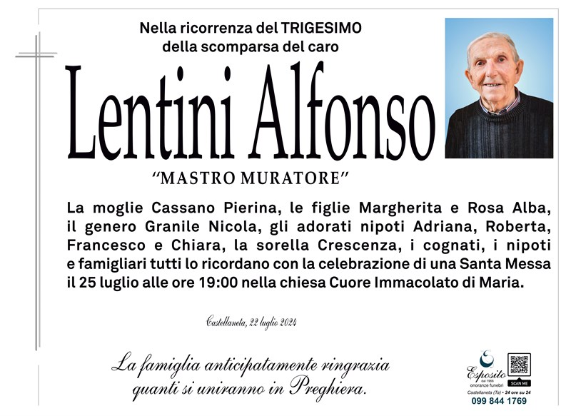 Trigesimo di Alfonso Lentini