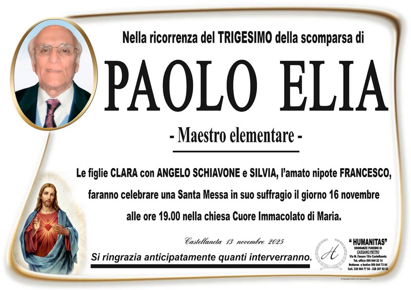 Trigesimo di Paolo Elia