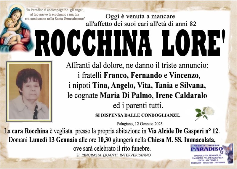 Trigesimo di Rocchina Lorè