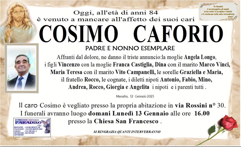 Trigesimo di Cosimo Caforio