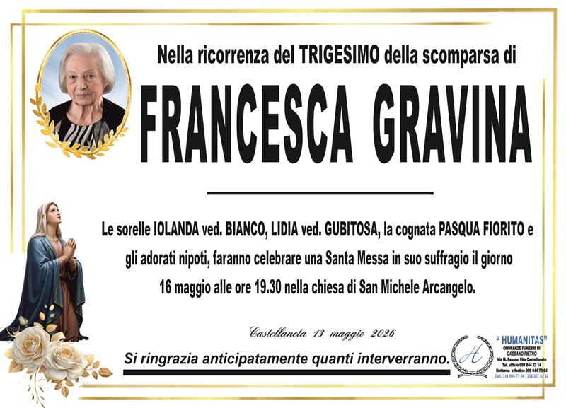 Trigesimo di Francesca Gravina