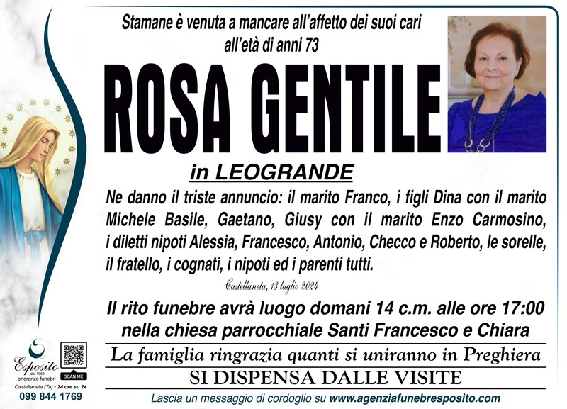 Ringraziamento di Rosa Gentile