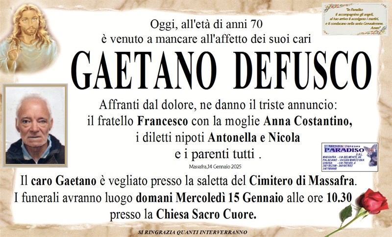 Trigesimo di Gaetano Defusco