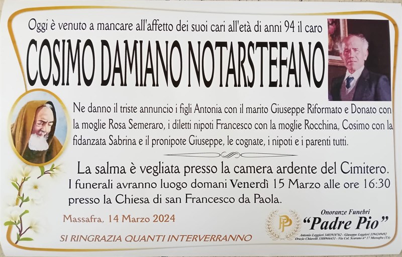 Trigesimo di Cosimo Damiano Notarstefano