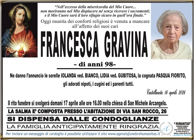 Trigesimo di Francesca Gravina