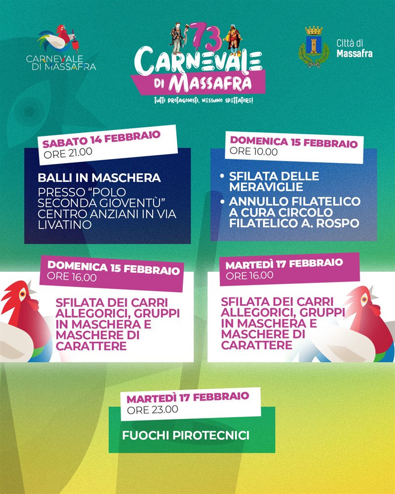 Carnevale di Massafra, ecco il programma della 73ª edizione