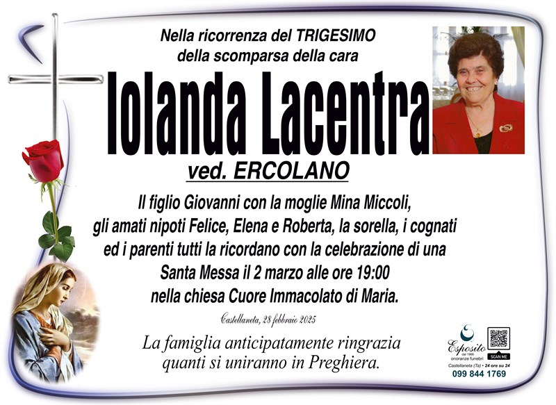 Trigesimo di Iolanda Lacentra