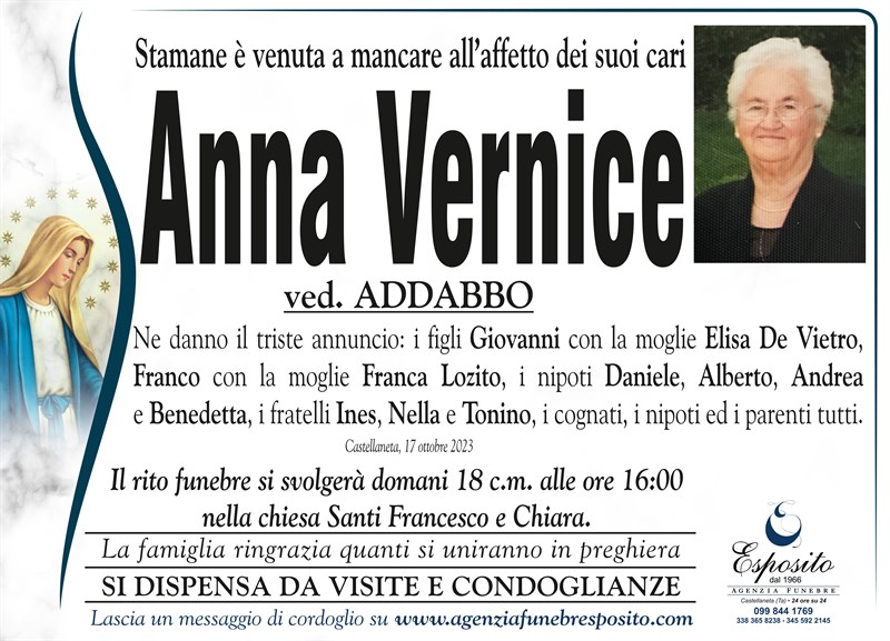 Trigesimo di Anna Vernice