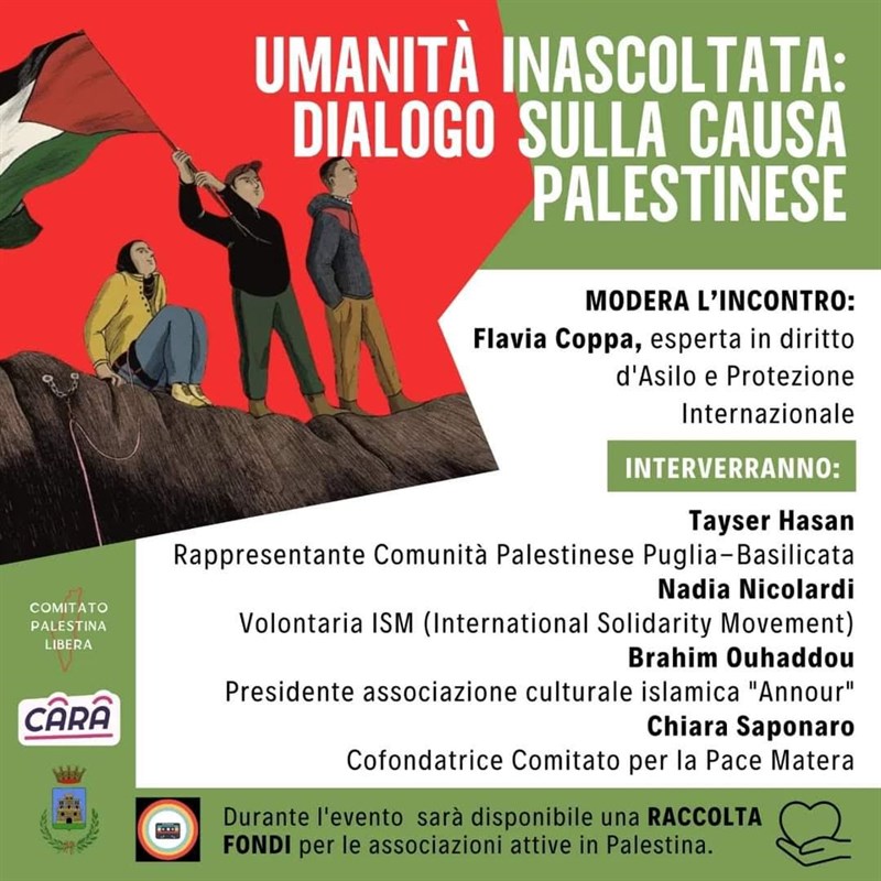"Umanità inascolatata": a Ginosa dialogo sulla causa palestinese