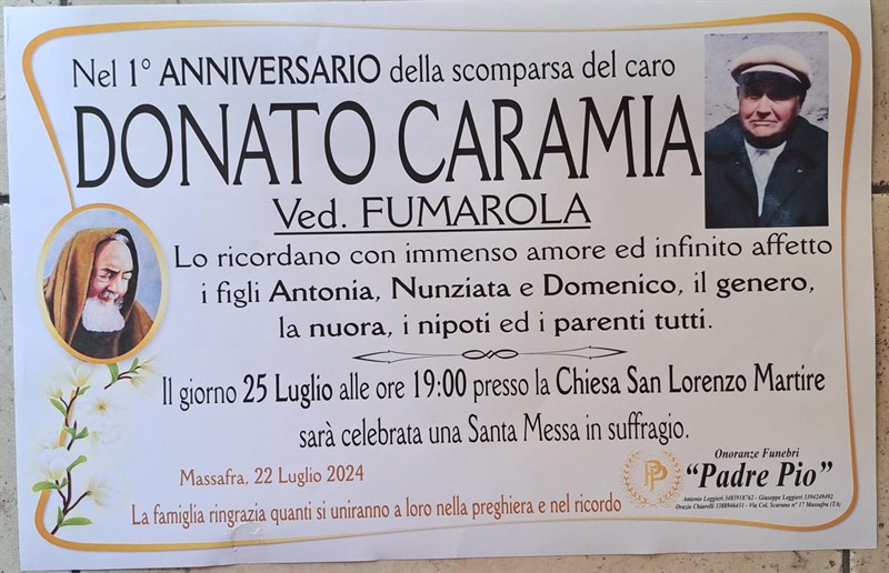 Anniversario di Donato Caramia
