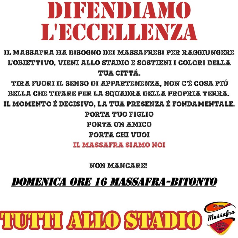 il manifesto degli ultras del Massafra
