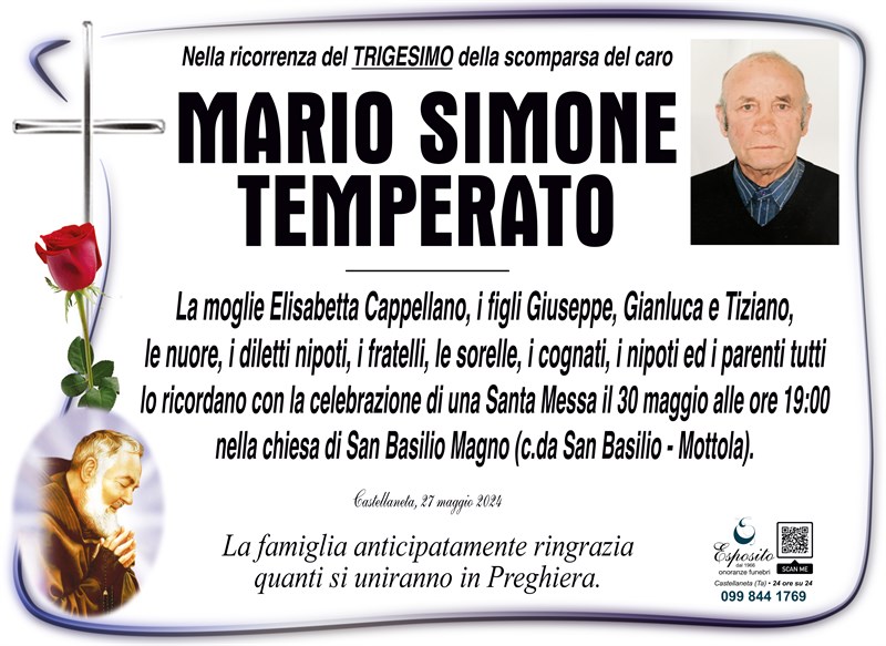 Trigesimo di Mario Simone Temperato