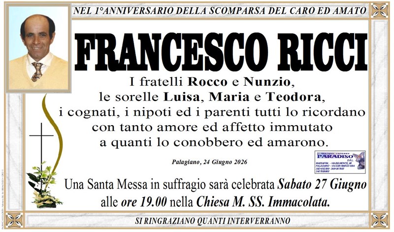 Anniversario di Francesco Ricci
