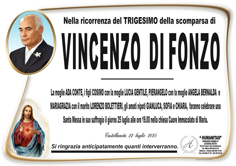 Trigesimo di Vincenzo Di Fonzo