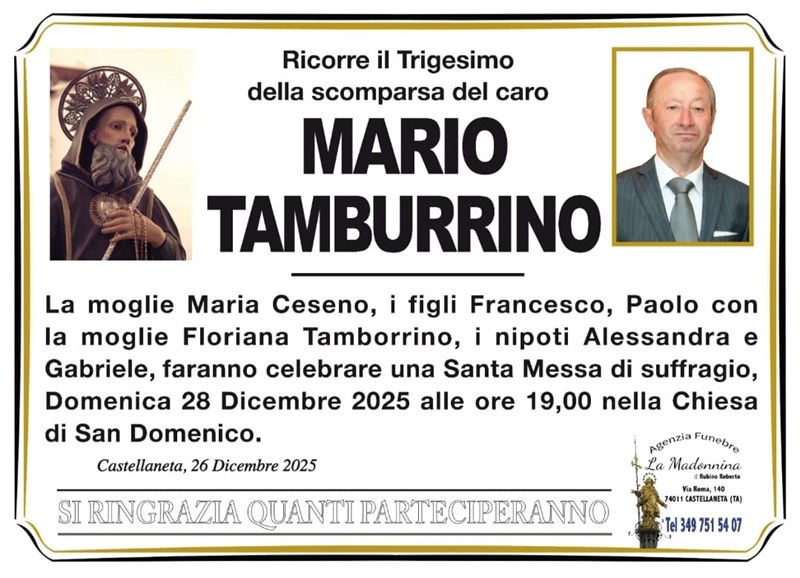 Trigesimo di Mario Tamburrino