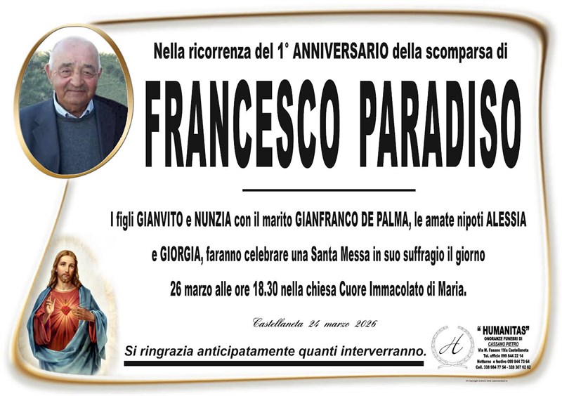 Anniversario di Francesco  Paradiso