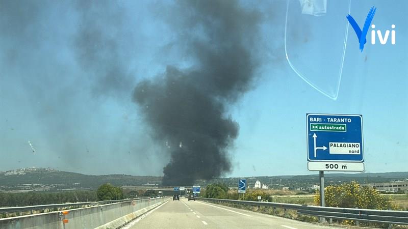 Le fiamme in agro di Palagiano