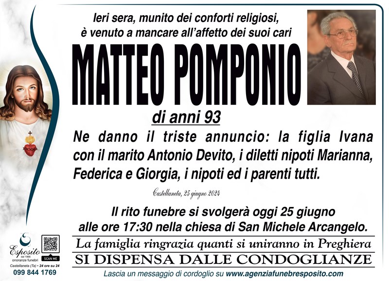 Ringraziamento di Matteo Pomponio