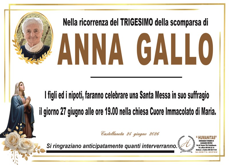 Trigesimo di Anna Gallo