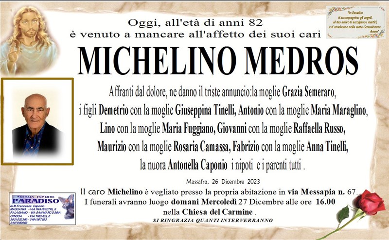 Trigesimo di MICHELINO MEDROS