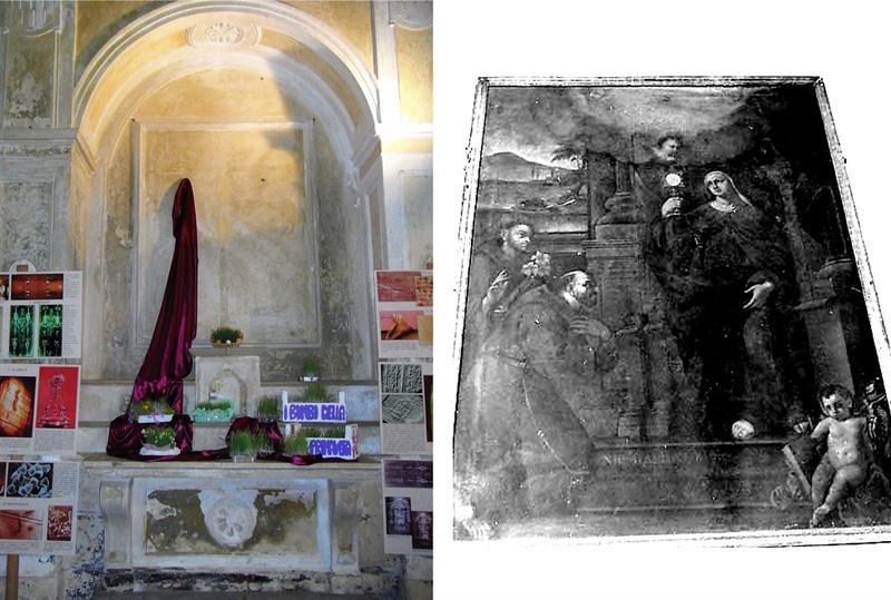Antica chiesa di santa Chiara, altare di santa Anna con il dipinto di Galeone