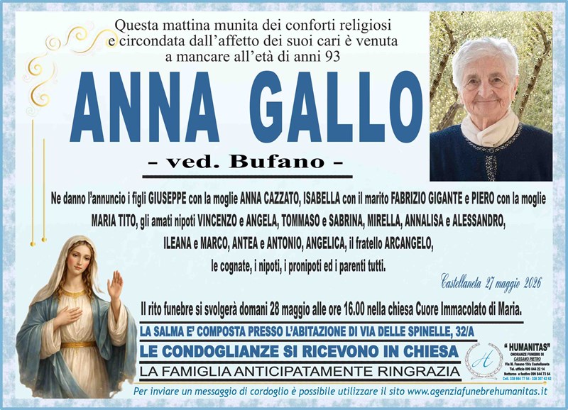 Trigesimo di Anna Gallo