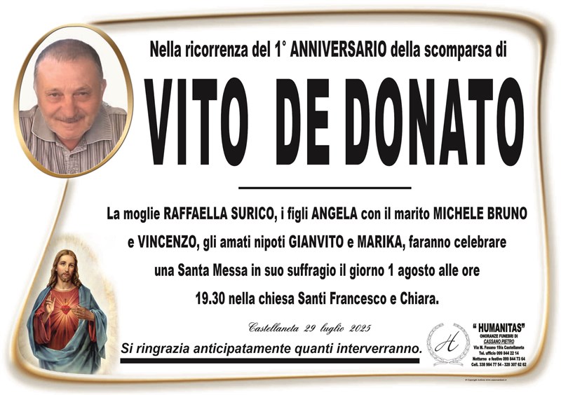 Anniversario di Vito De Donato