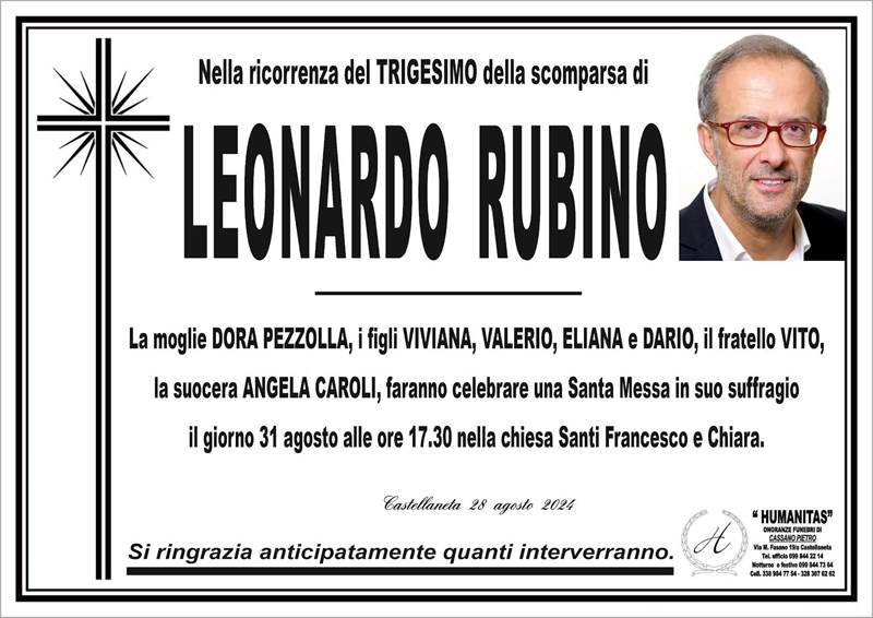 Trigesimo di Leonardo  Rubino