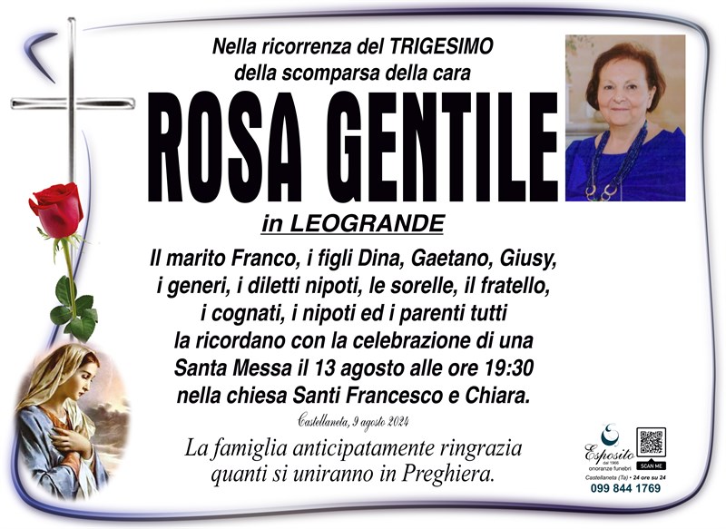 Trigesimo di Rosa Gentile