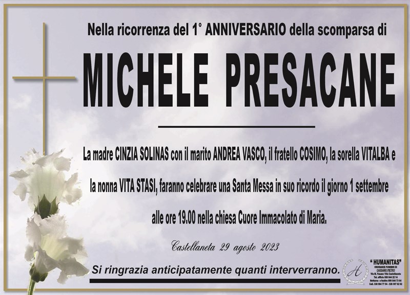 Anniversario di Michele Presacane