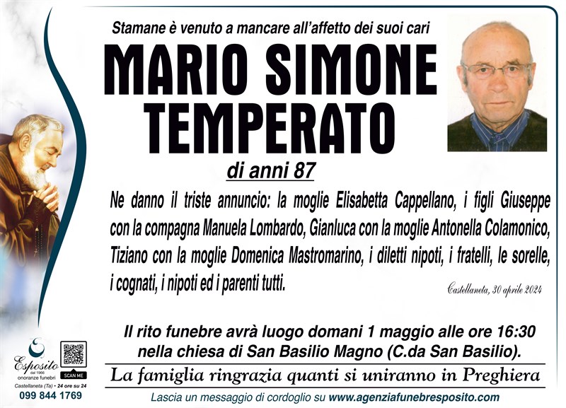 Trigesimo di Mario Simone Temperato