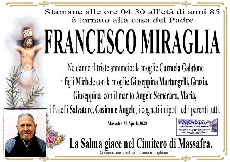 Anniversario di Francesco Miraglia